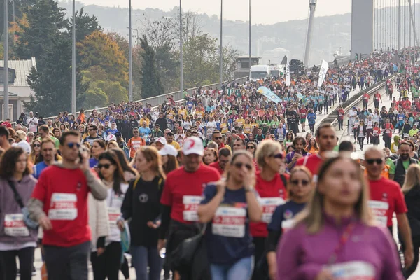 Istanbul Turkey November 2022 Athletes Running Istanbul Marathon Which Includes — Foto Stock