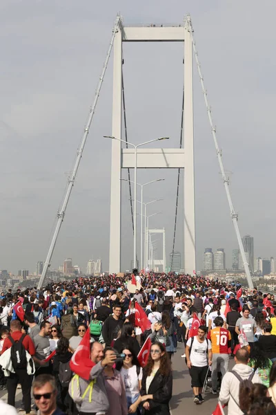 Istanbul Turquía Noviembre 2022 Atletas Corriendo Maratón Estambul Que Incluye — Foto de Stock