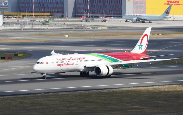 ISTANBUL, TURKIYE - AUGUST 06, 2022: Royal Air Maroc Boeing 787-9 (64625) landing to Istanbul International Airport