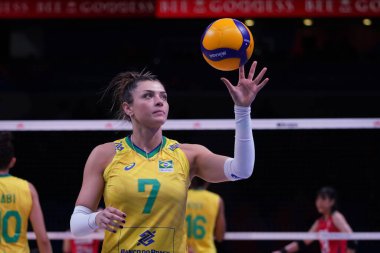 ANKARA, TURKIYE - 13 Temmuz 2022: Brezilya 'da Montibeller Rosamaria Japonya' ya karşı Ankara Arena 'da oynanan VNL çeyrek final maçı