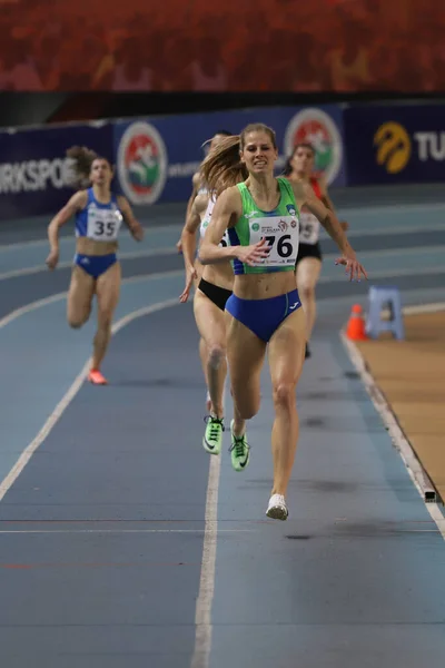 Istanbul Turkey March 2022 Anita Horvat Running Balkan Athletics Indoor — Stock Photo, Image