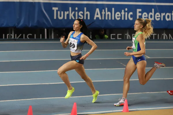 Istanbul Turkey March 2022 Athletes Running Balkan Athletics Indoor Championships — Stock Photo, Image