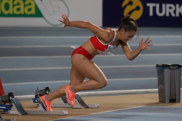Istanbul Turquía Marzo 2022 Atleta Indefinido Corriendo Metros Durante Campeonato — Foto de Stock