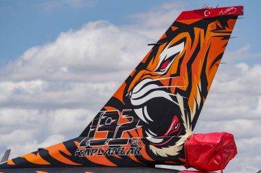 KONYA, TURKIYE - JUNE 30, 2022: Turkish Air Force General Dynamics F-16CJ Fighting Falcon (4R-115) displayed at Konya Airport during Anatolian Eagle Air Force Exercise