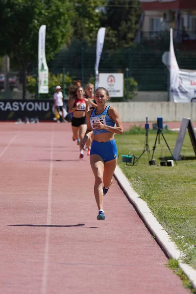 Denizli Turquía Julio 2022 Atletas Corriendo Durante Campeonato Balcánico Atletismo — Foto de Stock