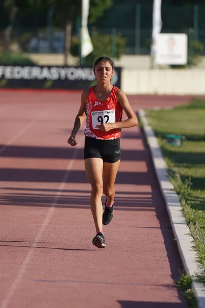Denizli Turquia Julho 2022 Atleta Indefinido Correndo Durante Campeonato Atletismo — Fotografia de Stock