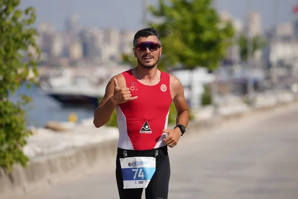 Istanbul Turkiye July 2022 Undefined Athlete Competing Running Component Aquathlon — Stock Photo, Image