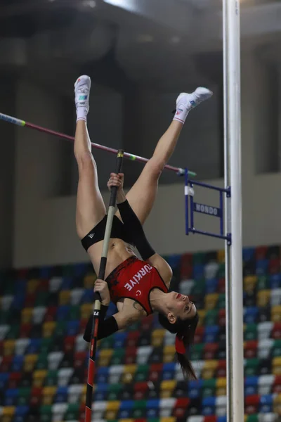 Istanbul Turkey March 2022 Undefined Athlete Pole Vaulting Balkan Athletics — ストック写真