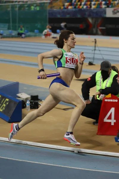Istanbul Turkey March 2022 Undefined Athlete Running 4X400 Metres Relay —  Fotos de Stock