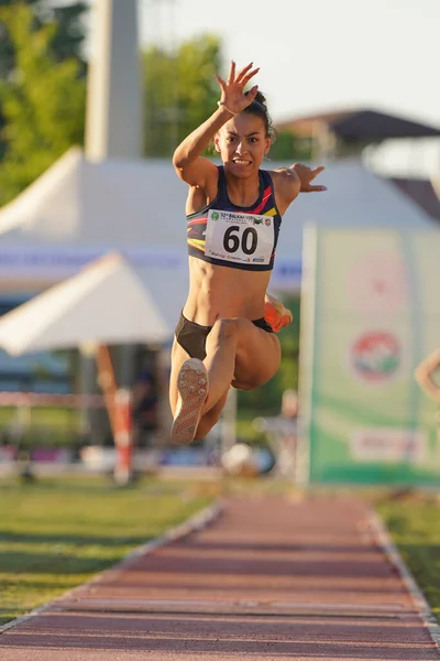 Denizli Turquía Julio 2022 Atleta Indefinido Saltando Triple Durante Campeonato — Foto de Stock