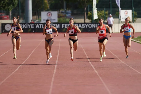 Denizli Turkiye Juli 2022 Atleter Der Løber 200 Meter Balkan - Stock-foto