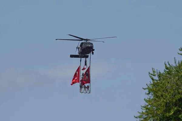 Istanbul Turkiye August 2022 Police Helicopter Parade 100Th Anniversary August — Stock Photo, Image