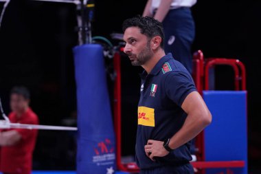 ANKARA, TURKIYE - 14 Temmuz 2022: İtalya 'da teknik direktör Davide Mazzanti - Ankara Arena' da oynanan Çin VNL çeyrek final maçı