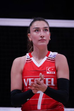 ANKARA, TURKIYE - 14 Temmuz 2022: Baladin Hande in Turkey vs Tayland VNL çeyrek final maçı Ankara Arena 'da