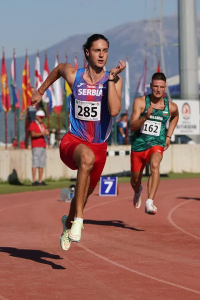Denizli Turkiye 2022年7月16日 在Denizli Albayrak田径锦标赛U20巴尔干田径锦标赛期间跑400米的运动员 — 图库照片