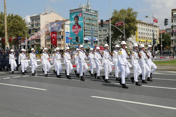 Istanbul Turkiye August 2022 Soldiers March 100Th Anniversary August Turkish — 스톡 사진