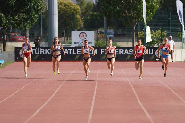 Denizli Turquía Julio 2022 Atletas Corriendo 200 Metros Durante Campeonato —  Fotos de Stock