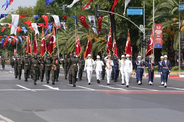 Istanbul Turkiye August 2022 Soldiers March 100Th Anniversary August Turkish — Foto Stock
