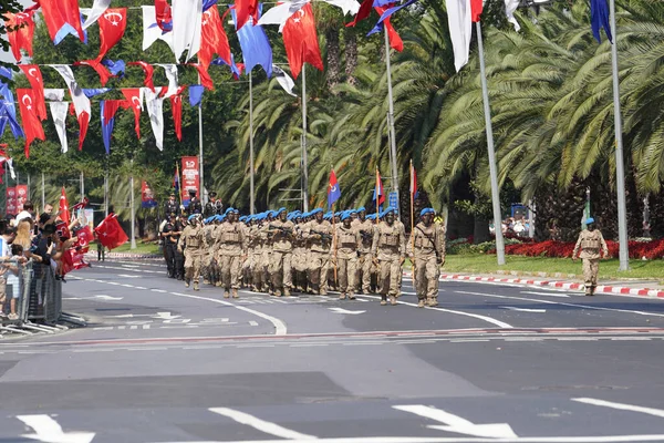 Istanbul Turkiye Agustus 2022 Tentara Berbaris Pada Peringatan 100 Tahun — Stok Foto
