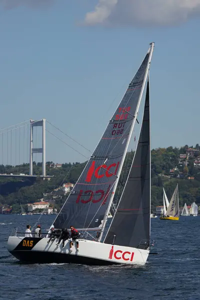 Istanbul Turkiye September 2022 Sailboat Competing Bosphorus Cup — Photo