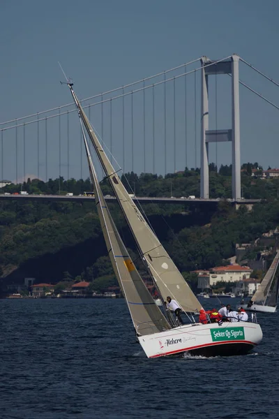 Istanbul Turkiye September 2022 Sailboat Competing Bosphorus Cup — Photo