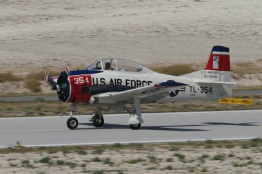 ESKISEHIR, TURKIYE - SEPTEMBER 18, 2022: M.S.O Air and Space Museum North American T-28B Trojan (200-425) display in Sivrihisar SHG Airshow