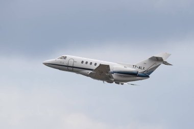 ISTANBUL, TURKIYE - OCTOBER 08, 2022: Private Raytheon Hawker 800XP (258536) take-off from Istanbul Ataturk Airport