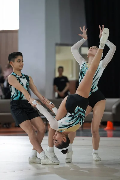 Istanbul Turkiye April 2023 Undefined Athletes Perform Aerobic Gymnastics Turkish — Stock Photo, Image