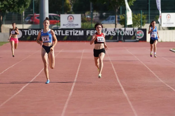 Denizli Turkiye Června 2022 Sportovci Běžící 400 Metrů Během Atletiky — Stock fotografie