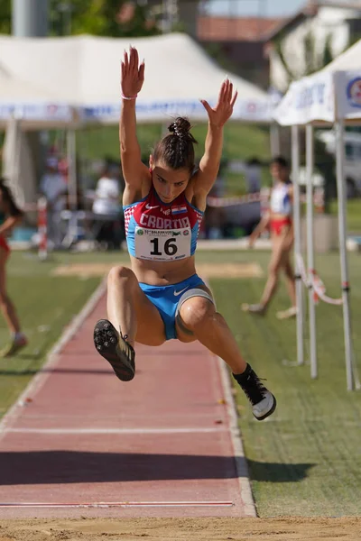 土耳其慕尼黑 2022年7月17日 在Denizli Albayrak田径锦标赛上参加巴尔干田径U20锦标赛的运动员跳远 — 图库照片