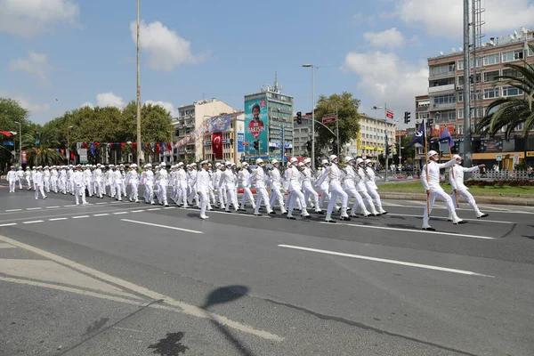 Istanbul Turkiye August 2022 Soldiers March 100Th Anniversary August Turkish — 스톡 사진