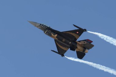 ESKISEHIR, TURKIYE - SEPTEMBER 18, 2022: Turkish Air Force General Dynamics F-16C Fighting Falcon (4R-23) display in Sivrihisar SHG Airshow