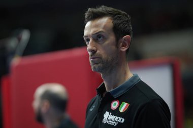 ISTANBUL, TURKIYE - MARCH 16, 2023: Imoco Volley Conegliano coach Daniele Santarelli in Fenerbahce Opet CEV Champions League Volley match in Burhan Felek Sport Hall