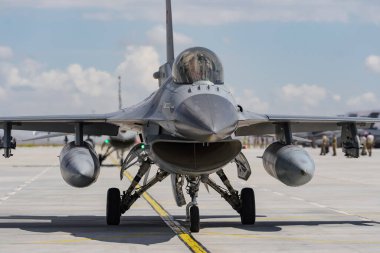 KONYA, TURKIYE - JUNE 30, 2022: Turkish Air Force General Dynamics F-16C Fighting Falcon (4R-71) taxiing in Konya Airport during Anatolian Eagle Air Force Exercise