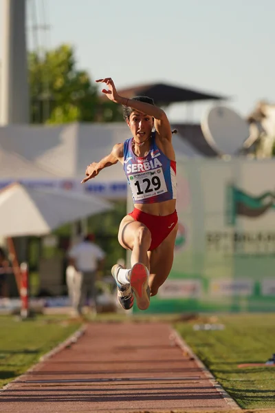 Denizli Turkiye July 2022 Undefined Athlete Triple Jumping Balkan Athletics — Stock Photo, Image