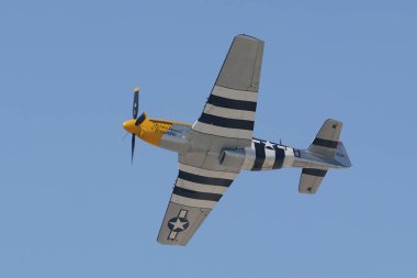 ESKISEHIR, TURKIYE - SEPTEMBER 18, 2022: M.S.O Air and Space Museum North American P-51D Mustang (44-73149) display in Sivrihisar SHG Airshow
