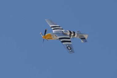ESKISEHIR, TURKIYE - SEPTEMBER 18, 2022: M.S.O Air and Space Museum North American P-51D Mustang (44-73149) display in Sivrihisar SHG Airshow