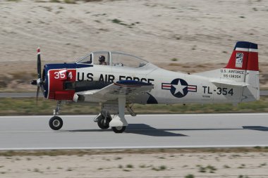 ESKISEHIR, TURKIYE - SEPTEMBER 18, 2022: M.S.O Air and Space Museum North American T-28B Trojan (200-425) display in Sivrihisar SHG Airshow clipart