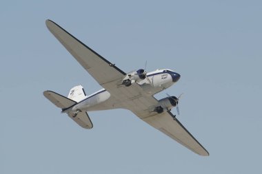 ESKISEHIR, TURKIYE - SEPTEMBER 18, 2022: M.S.O Air and Space Museum Douglas DC-3A (2204) display in Sivrihisar SHG Airshow