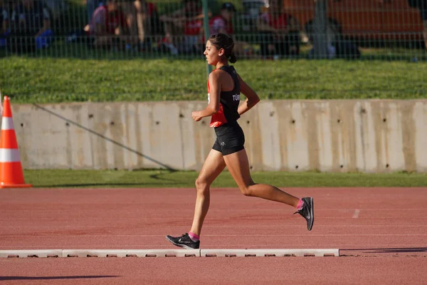 Denizli Turquía Julio 2022 Atleta Indefinido Corriendo Durante Campeonato Atletismo — Foto de Stock