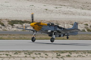 ESKISEHIR, TURKIYE - SEPTEMBER 18, 2022: M.S.O Air and Space Museum North American P-51D Mustang (44-73149) display in Sivrihisar SHG Airshow