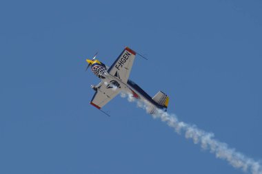 ESKISEHIR, TURKIYE - SEPTEMBER 18, 2022: Private Extra EA-330SC (SC086) display in Sivrihisar SHG Airshow