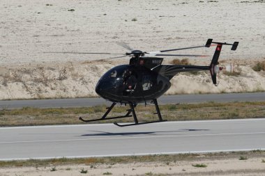 ESKISEHIR, TURKIYE - SEPTEMBER 18, 2022: M.S.O Air and Space Museum McDonnell Douglas 500E display in Sivrihisar SHG Airshow