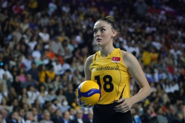 ANTALYA, TURKIYE - 18 Aralık 2022: Imoco Volley Conegliano 'da Zehra Gunes, Antalya Spor Salonu' nda düzenlenen Dünya Voleybol Şampiyonası Finali 'nde Vakıfbank 5VB Voleybol Kadınlar Kulübü' ne karşı