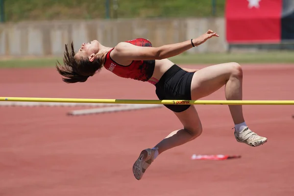Denizli Turchia Luglio 2022 Atleta Indefinito Salto Alto Durante Campionati — Foto Stock