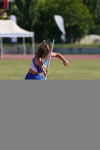Denizli Turkiye July 2022 Undefined Athlete Javelin Throwing Balkan Athletics — Stock Photo, Image