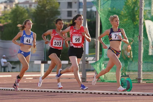 Denizli Turkiye Červen 2022 Sportovci Běžící Během Balkánského Atletického Mistrovství — Stock fotografie
