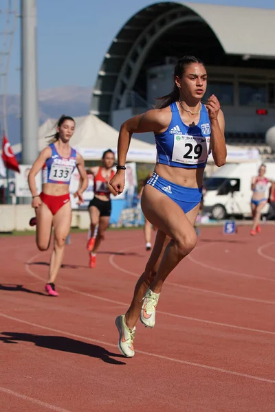 Denizli Turkiye July 2022 Athletes Running 400 Metres Balkan Athletics — Stock Photo, Image