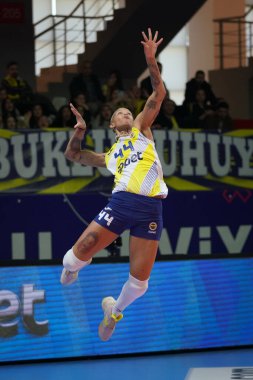 ISTANBUL, TURKIYE - 21 Ocak 2023: Melissa Vargas, Burhan Felek Spor Salonu 'nda Fenerbahçe Opet vs Nilufer Belediyespor Türkiye Sultanlar Ligi karşılaşmasında görev yapıyor