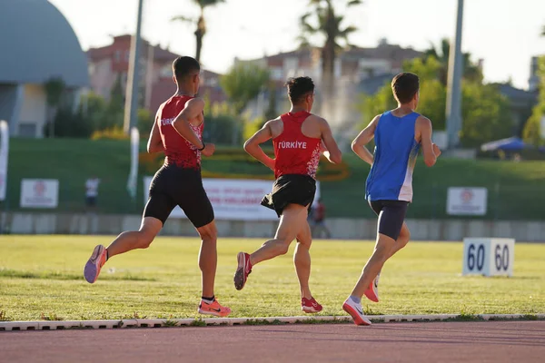 Denizli Turquía Julio 2022 Atletas Corriendo Durante Campeonato Atletismo Balcanes — Foto de Stock
